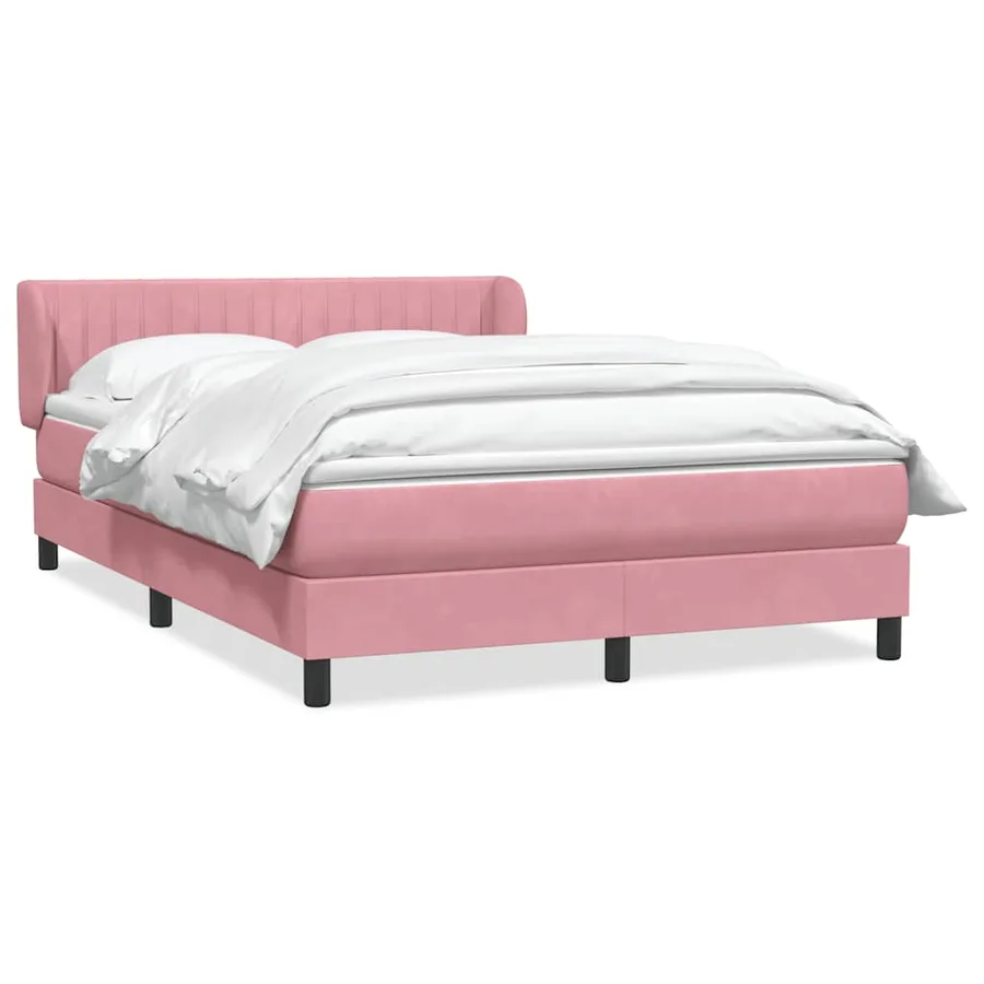 Sommier à lattes de lit avec matelas rose 140x210 cm velours - 2