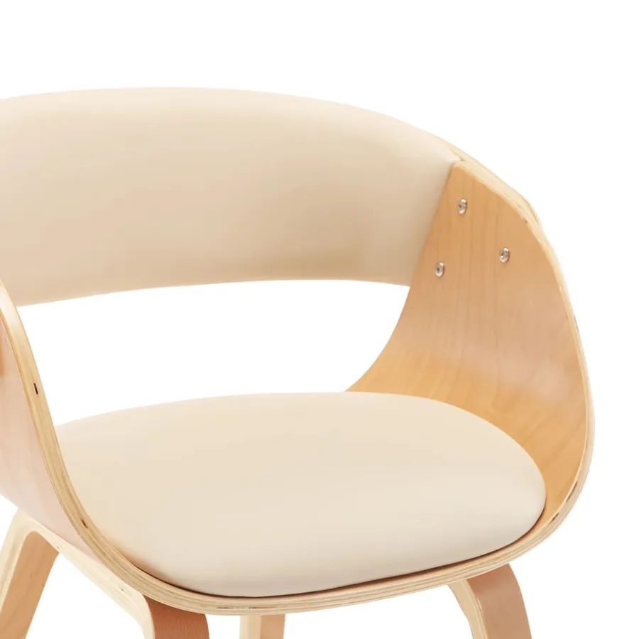 Chaise à manger Crème Bois courbé et similicuir - 6