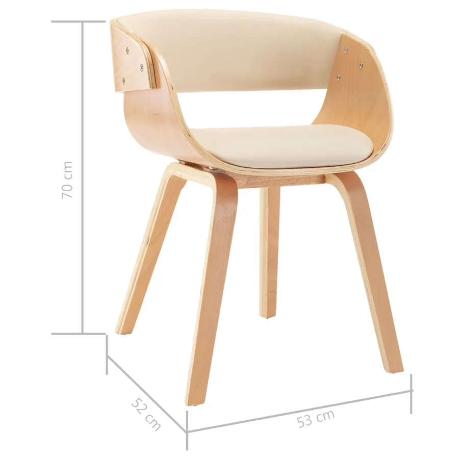 Chaise à manger Crème Bois courbé et similicuir - 7