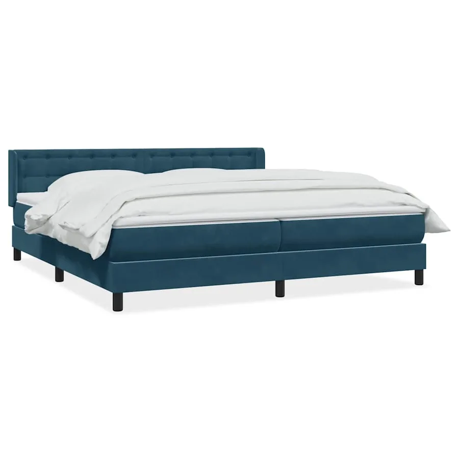 Sommier à lattes de lit et matelas bleu foncé 180x210cm velours - 2