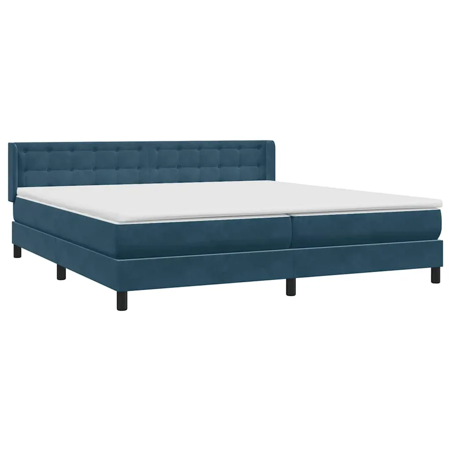 Sommier à lattes de lit et matelas bleu foncé 180x210cm velours - 4
