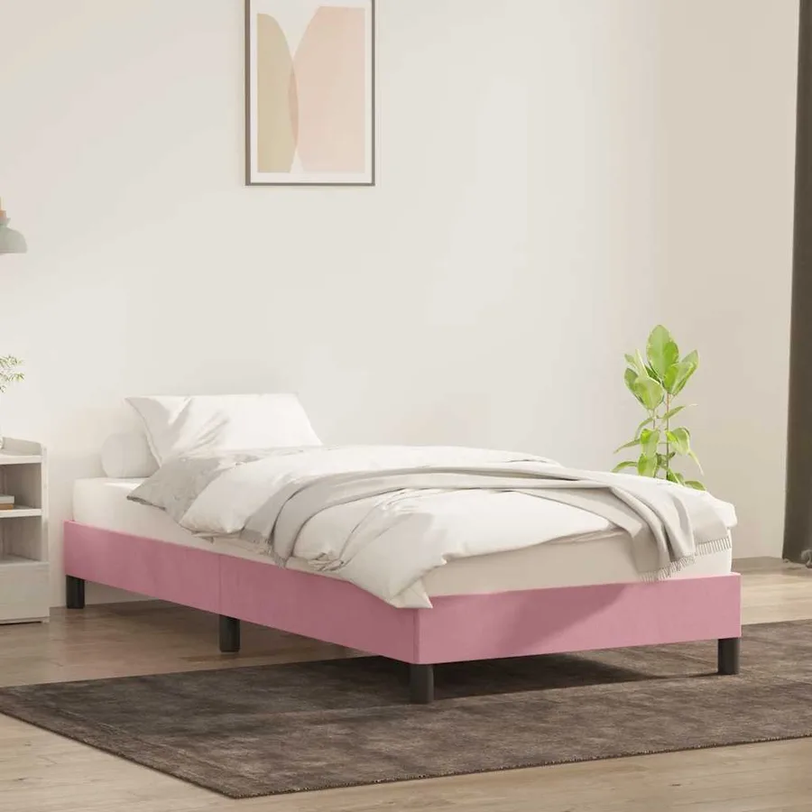 Cadre de lit sans matelas rose 100x210 cm velours - 3