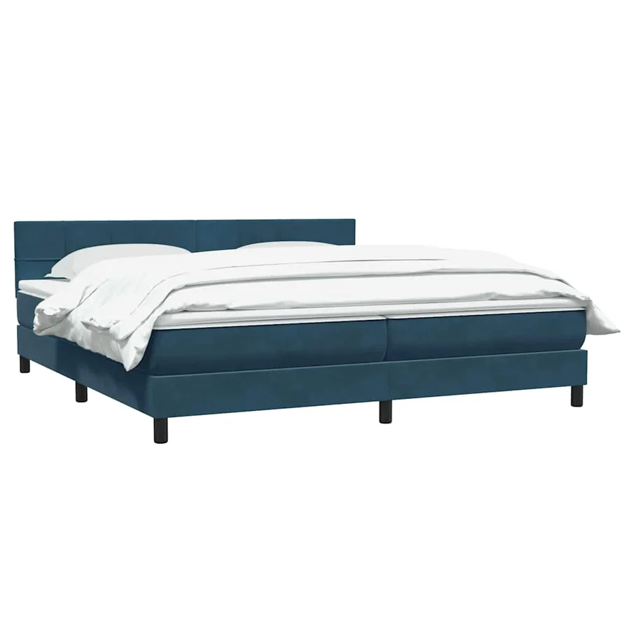 Sommier à lattes de lit et matelas bleu foncé 200x210cm velours - 3