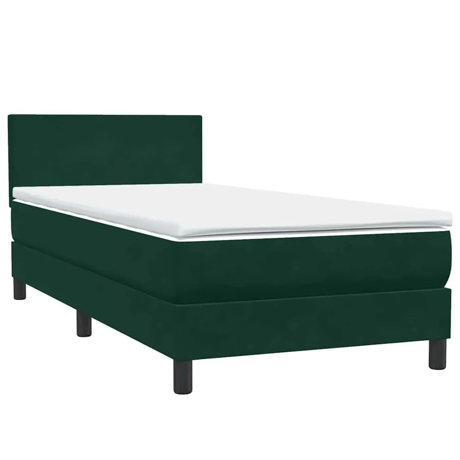 Sommier à lattes de lit et matelas et LED vert foncé 90x220 cm velours - 5