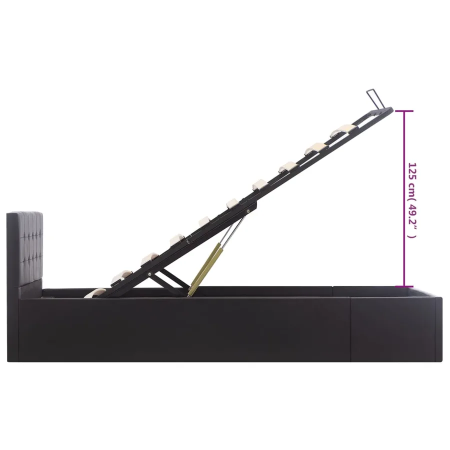 Cadre de lit à rangement hydraulique Noir Similicuir 90x200 cm - 11