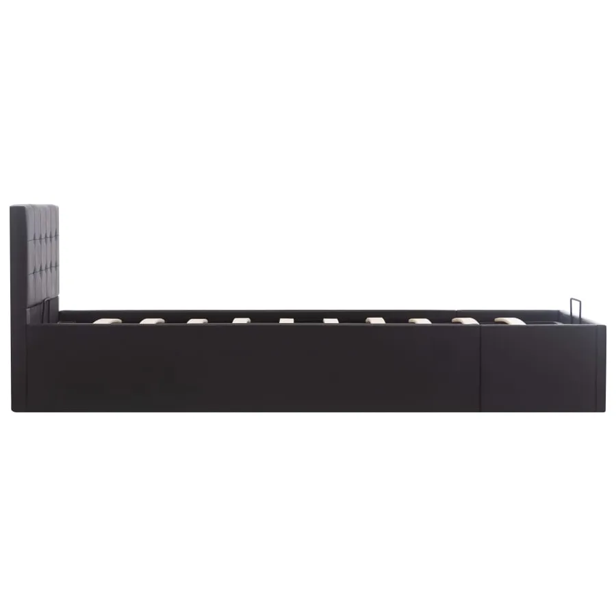 Cadre de lit à rangement hydraulique Noir Similicuir 90x200 cm - 5