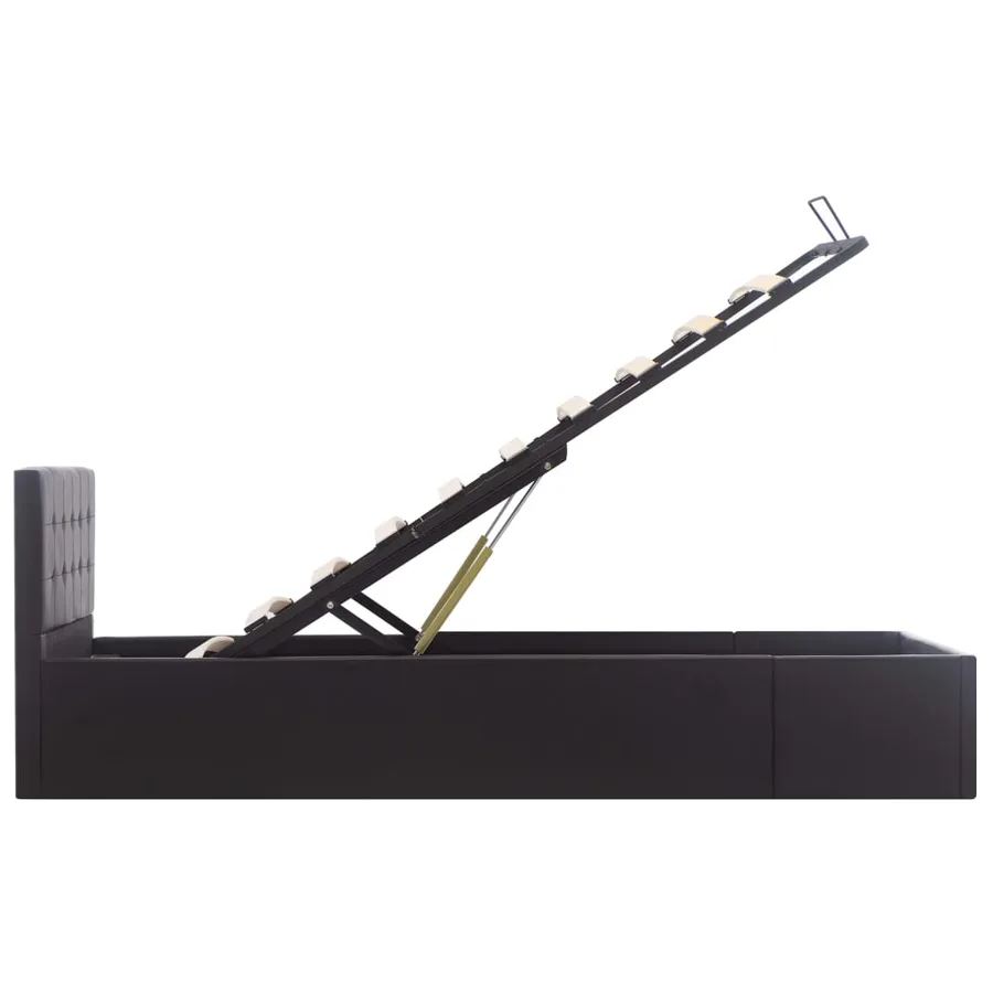 Cadre de lit à rangement hydraulique Noir Similicuir 90x200 cm - 6