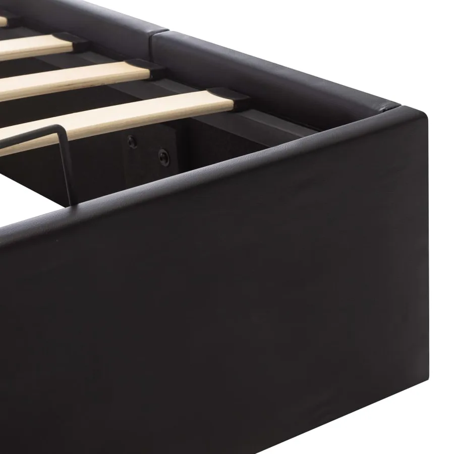 Cadre de lit à rangement hydraulique Noir Similicuir 90x200 cm - 9