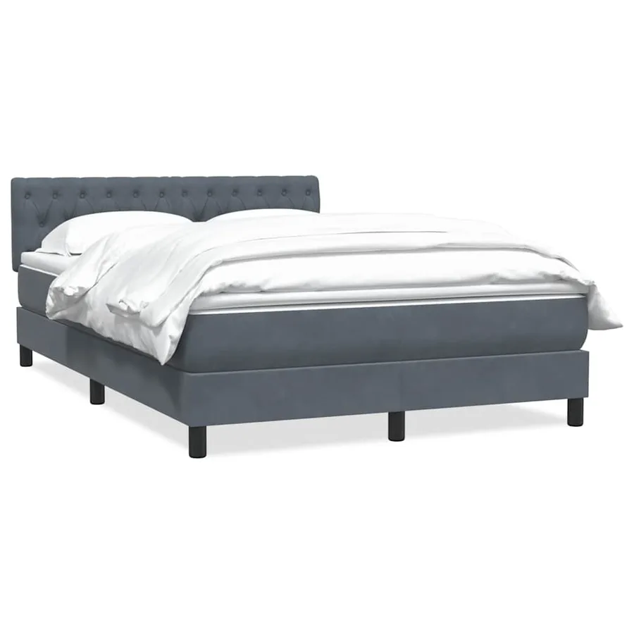 Sommier à lattes de lit et matelas gris foncé 140x210cm velours - 2