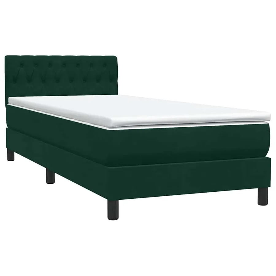 Sommier à lattes de lit et matelas et LED vert foncé 90x220 cm velours - 5