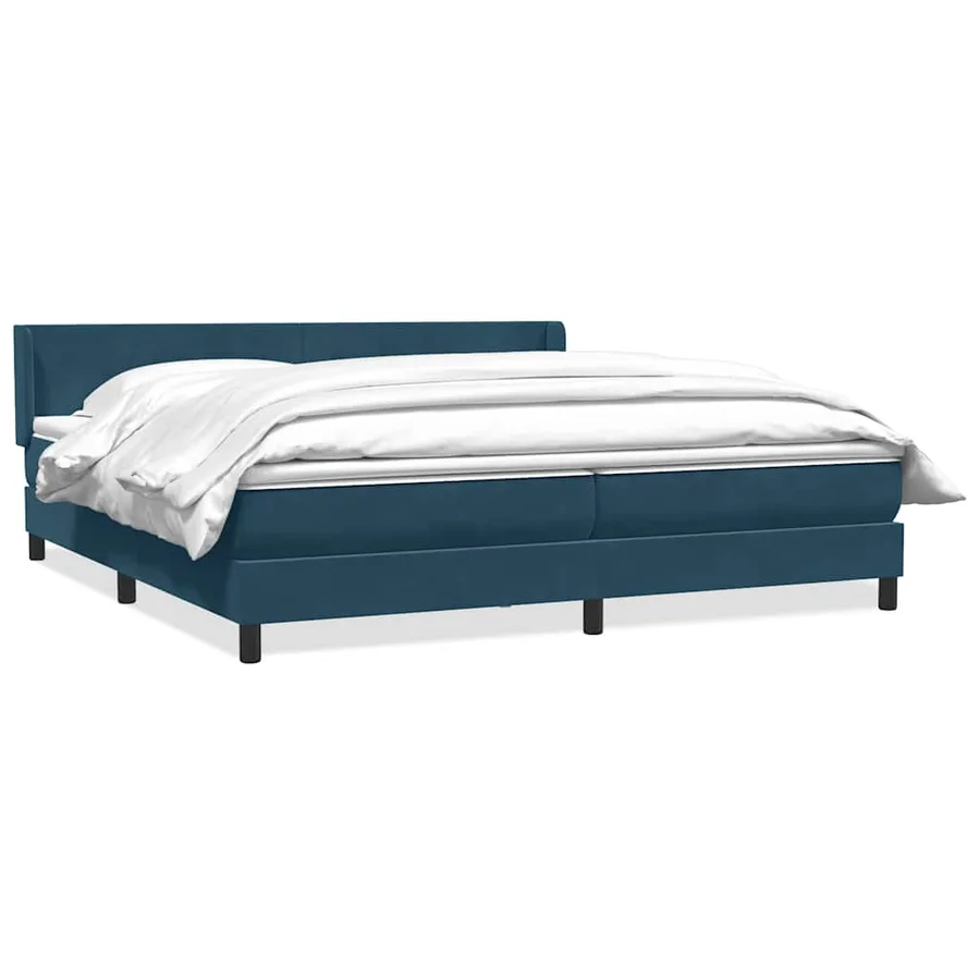 Sommier à lattes de lit et matelas bleu foncé 180x210cm velours - 2