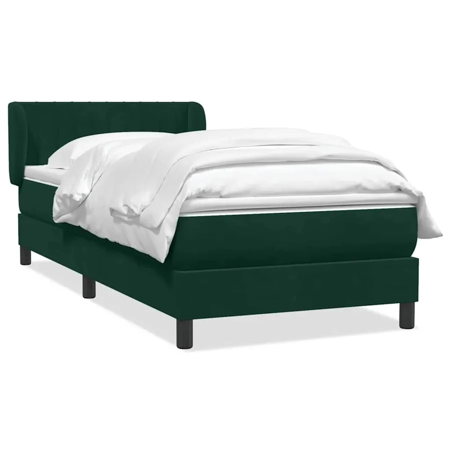 Sommier à lattes de lit et matelas vert foncé 90x220 cm velours - 2