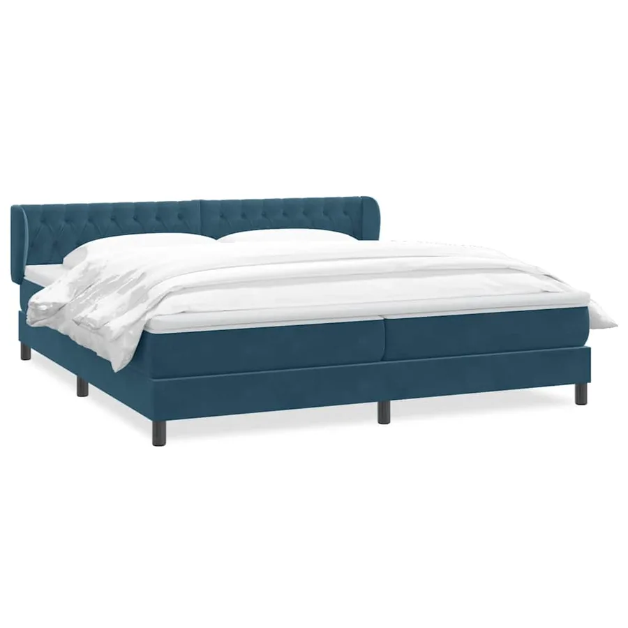 Sommier à lattes de lit et matelas bleu foncé 180x210cm velours - 2