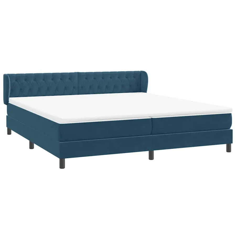 Sommier à lattes de lit et matelas bleu foncé 180x210cm velours - 4