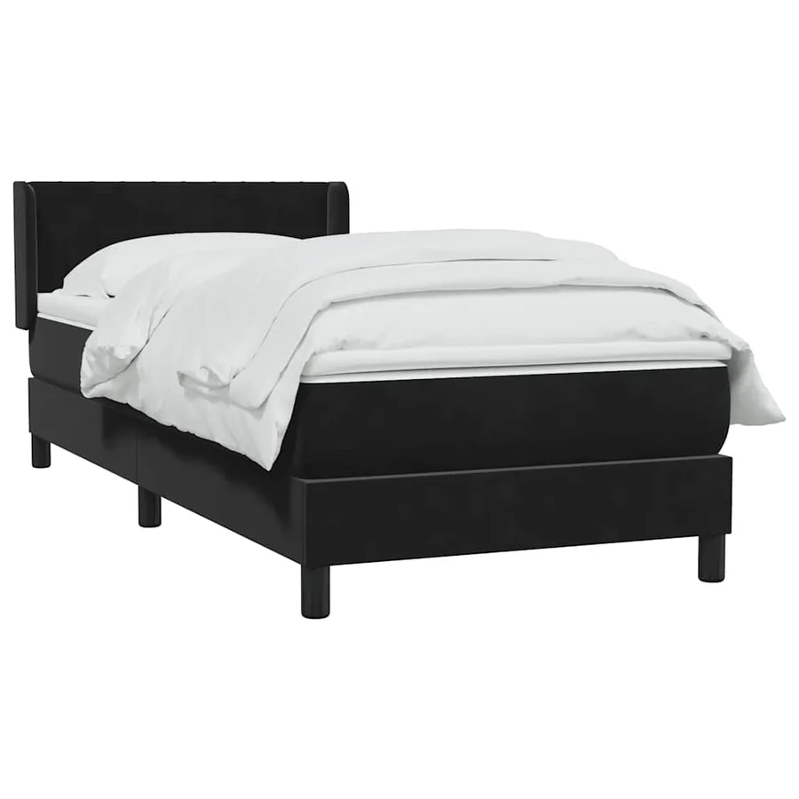 Sommier à lattes de lit avec matelas noir 90x210 cm velours - 3