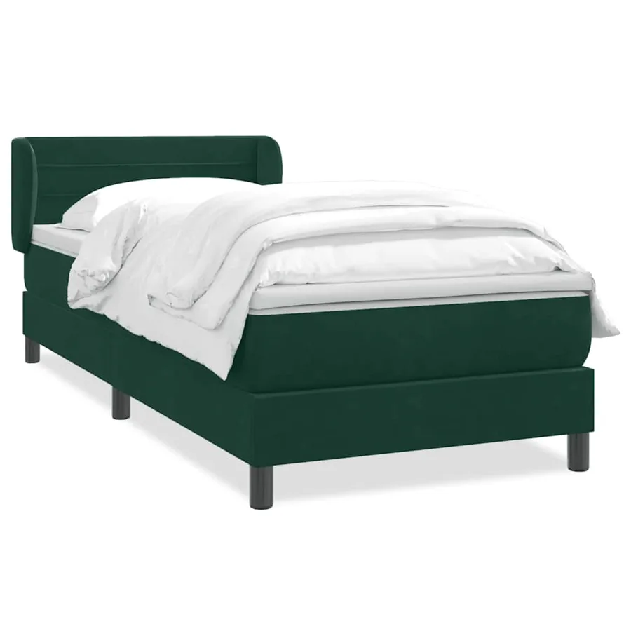 Sommier à lattes de lit et matelas vert foncé 90x220 cm velours - 2