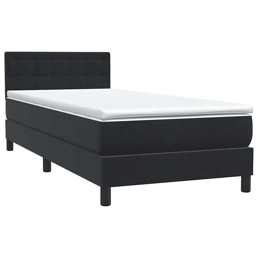 Sommier à lattes de lit avec matelas et LED noir 90x210 cm velours - 5