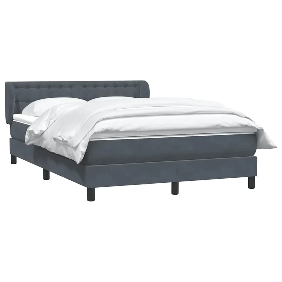 Sommier à lattes de lit et matelas gris foncé 140x210cm velours - 3