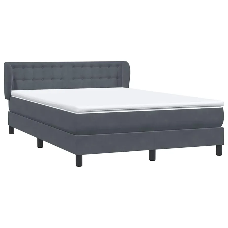 Sommier à lattes de lit et matelas gris foncé 140x210cm velours - 4