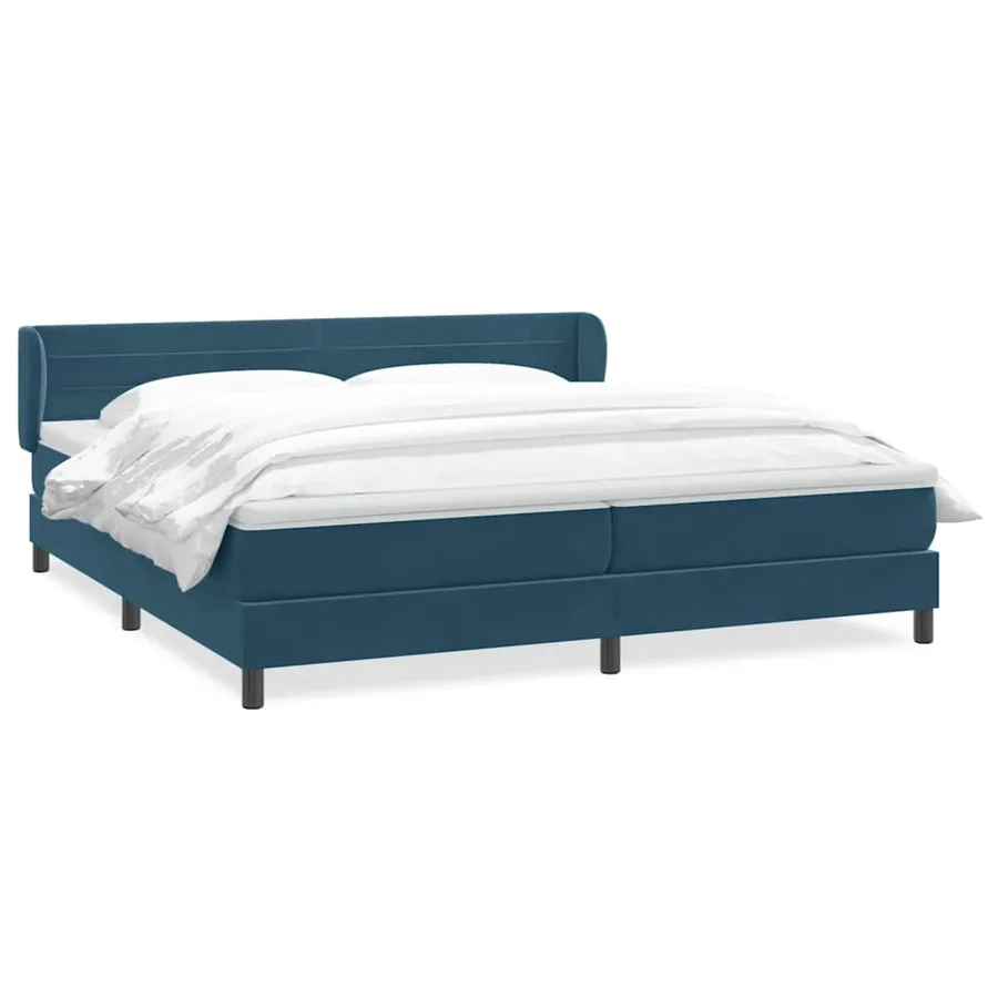 Sommier à lattes de lit et matelas bleu foncé 180x210cm velours - 2