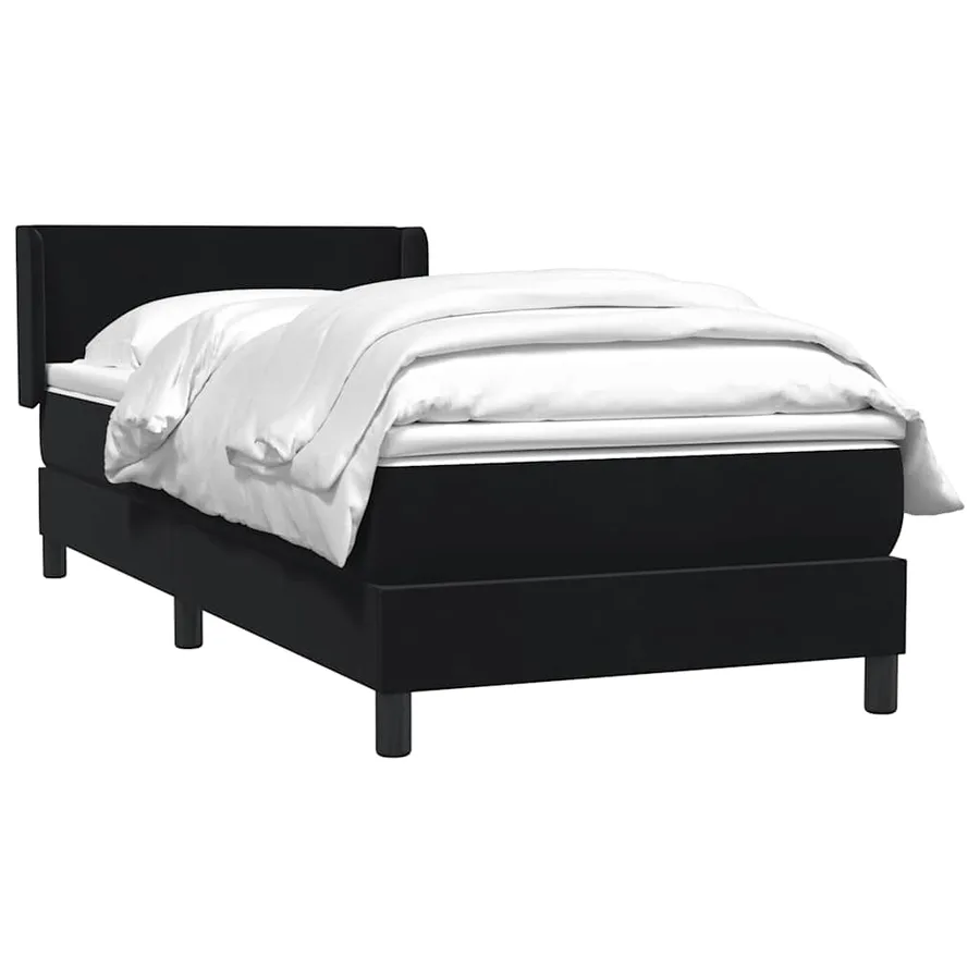 Sommier à lattes de lit avec matelas noir 90x210 cm velours - 3