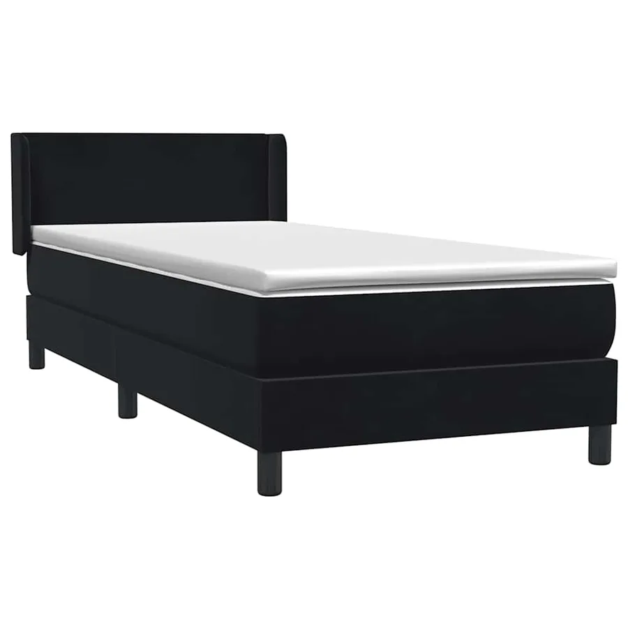 Sommier à lattes de lit avec matelas noir 90x210 cm velours - 4