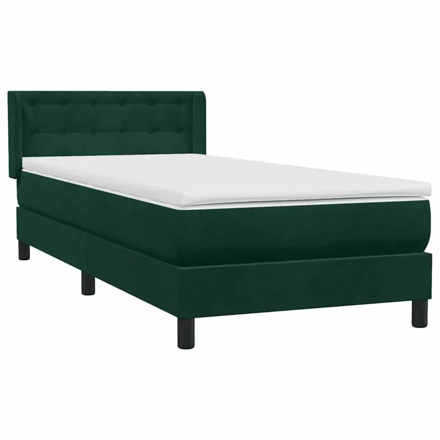 Sommier à lattes de lit et matelas vert foncé 90x220 cm velours - 4