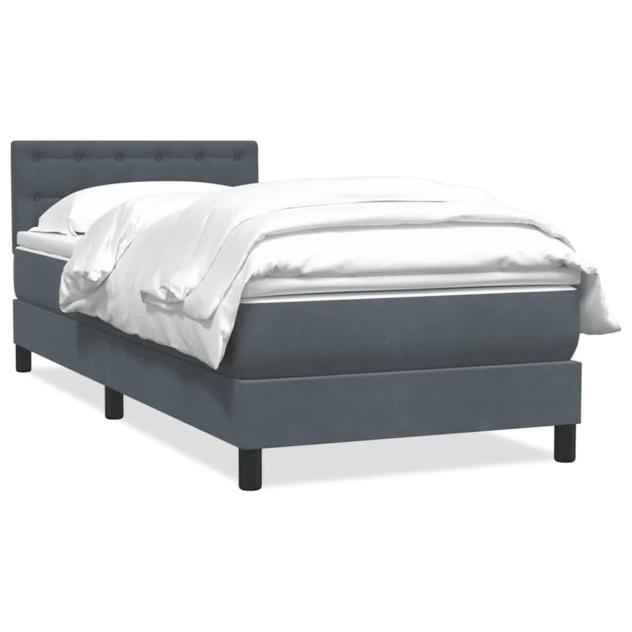 Sommier à lattes de lit et matelas gris foncé 100x210cm velours - 2