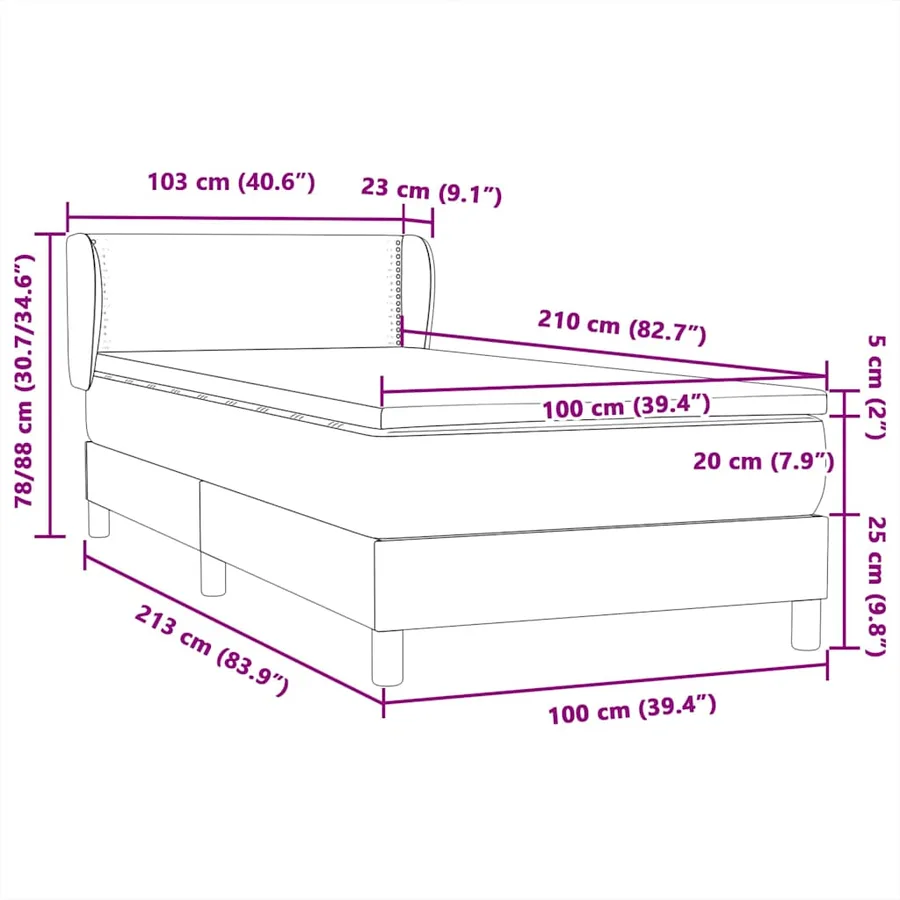 Sommier à lattes de lit et matelas gris foncé 100x210cm velours - 12