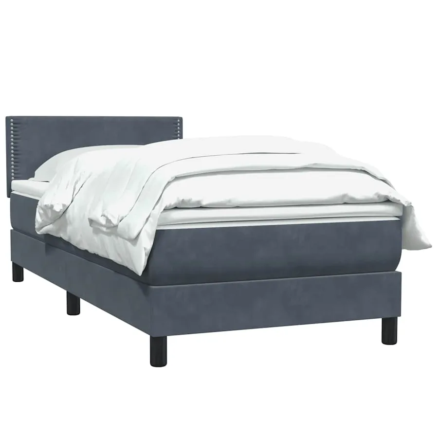 Sommier à lattes de lit et matelas gris foncé 100x210cm velours - 3