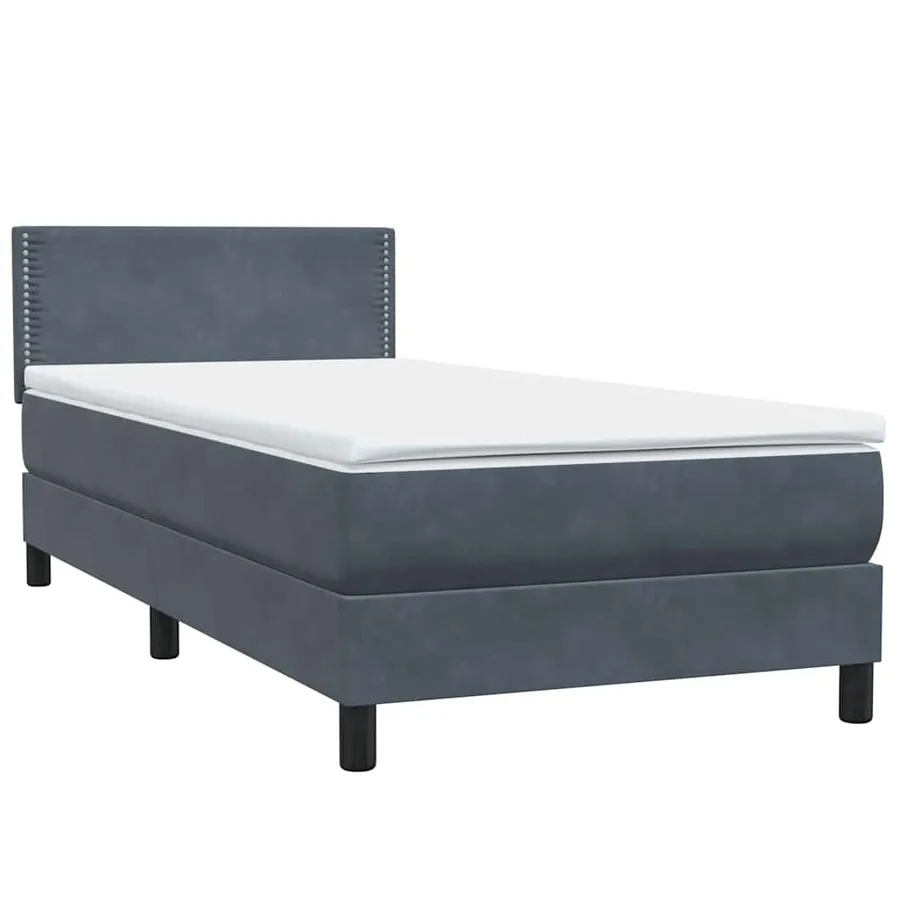 Sommier à lattes de lit et matelas gris foncé 100x210cm velours - 4