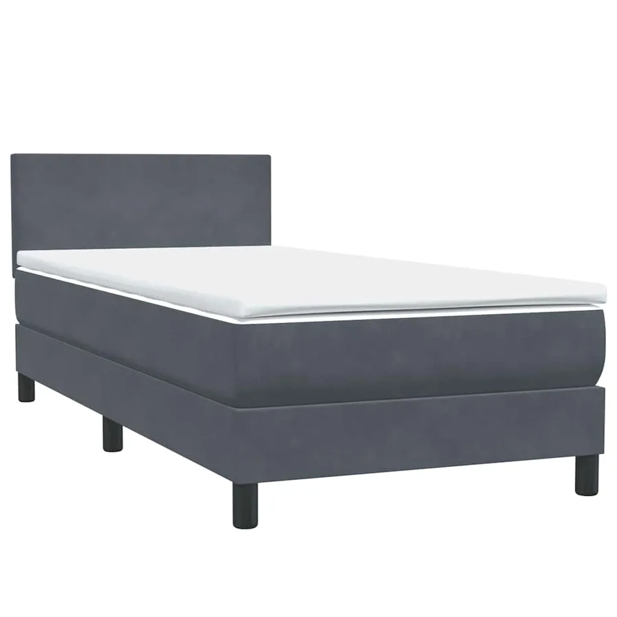 Sommier à lattes de lit et matelas et LED gris foncé 100x210cm velours - 5