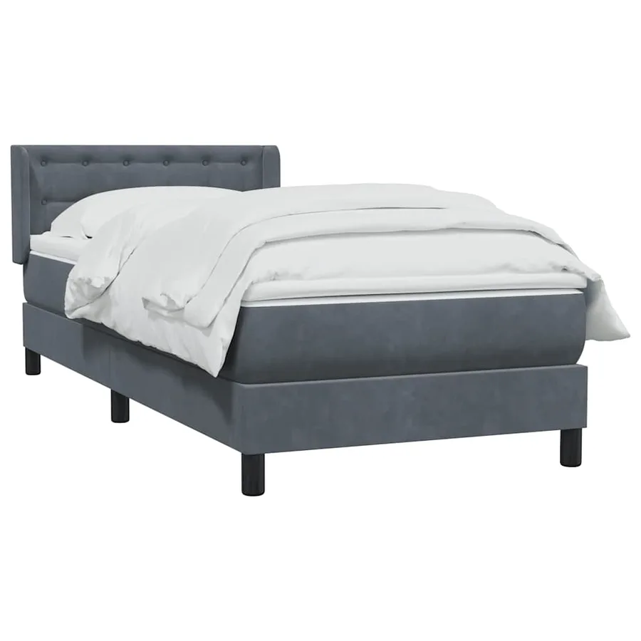 Sommier à lattes de lit et matelas gris foncé 100x210cm velours - 3