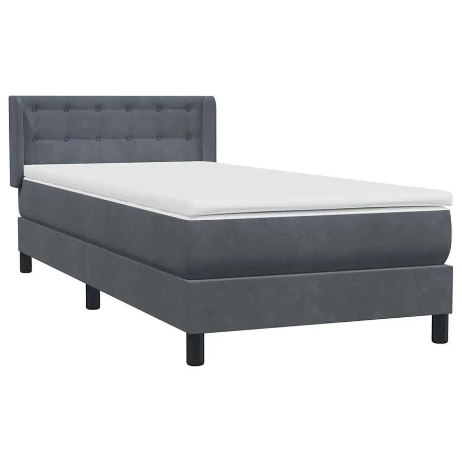 Sommier à lattes de lit et matelas gris foncé 100x210cm velours - 4