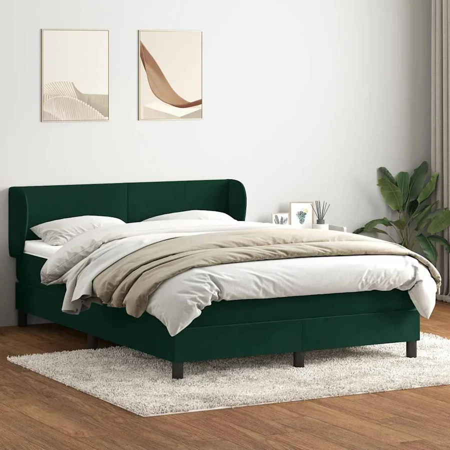 Sommier à lattes de lit et matelas vert foncé 160x210cm velours - 3