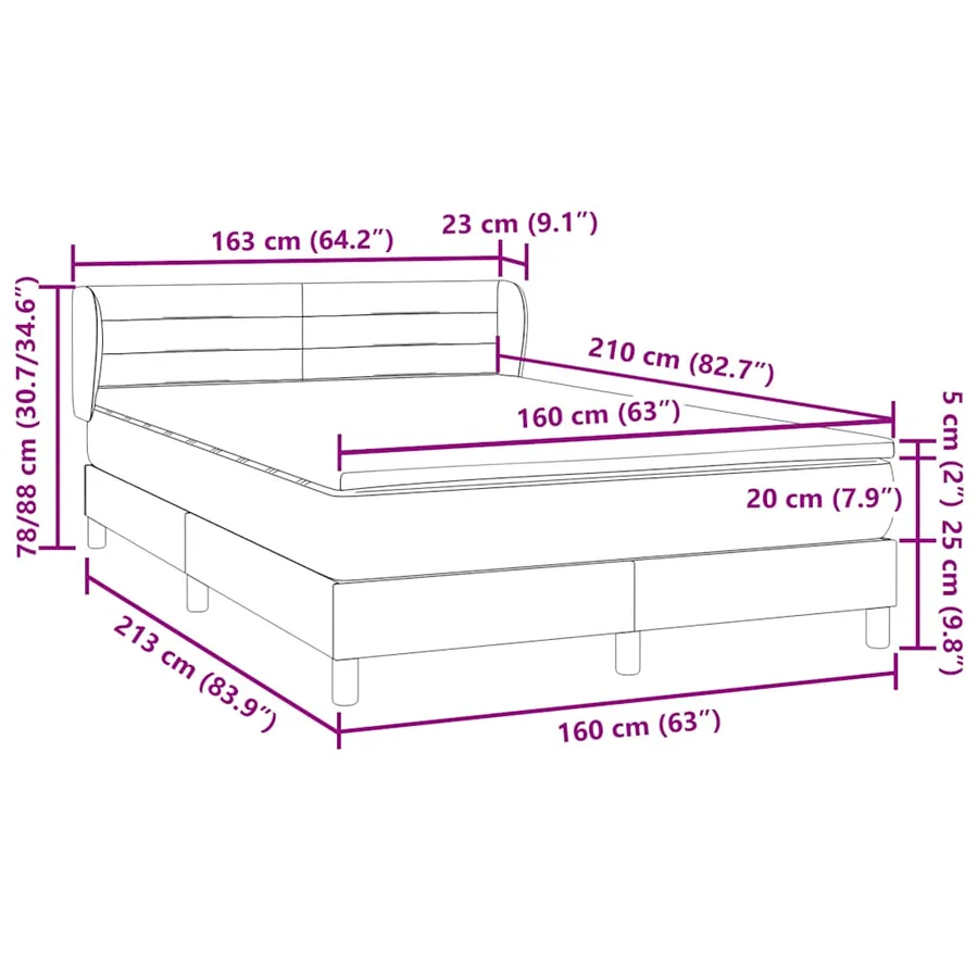 Sommier à lattes de lit et matelas gris foncé 160x210cm velours - 12