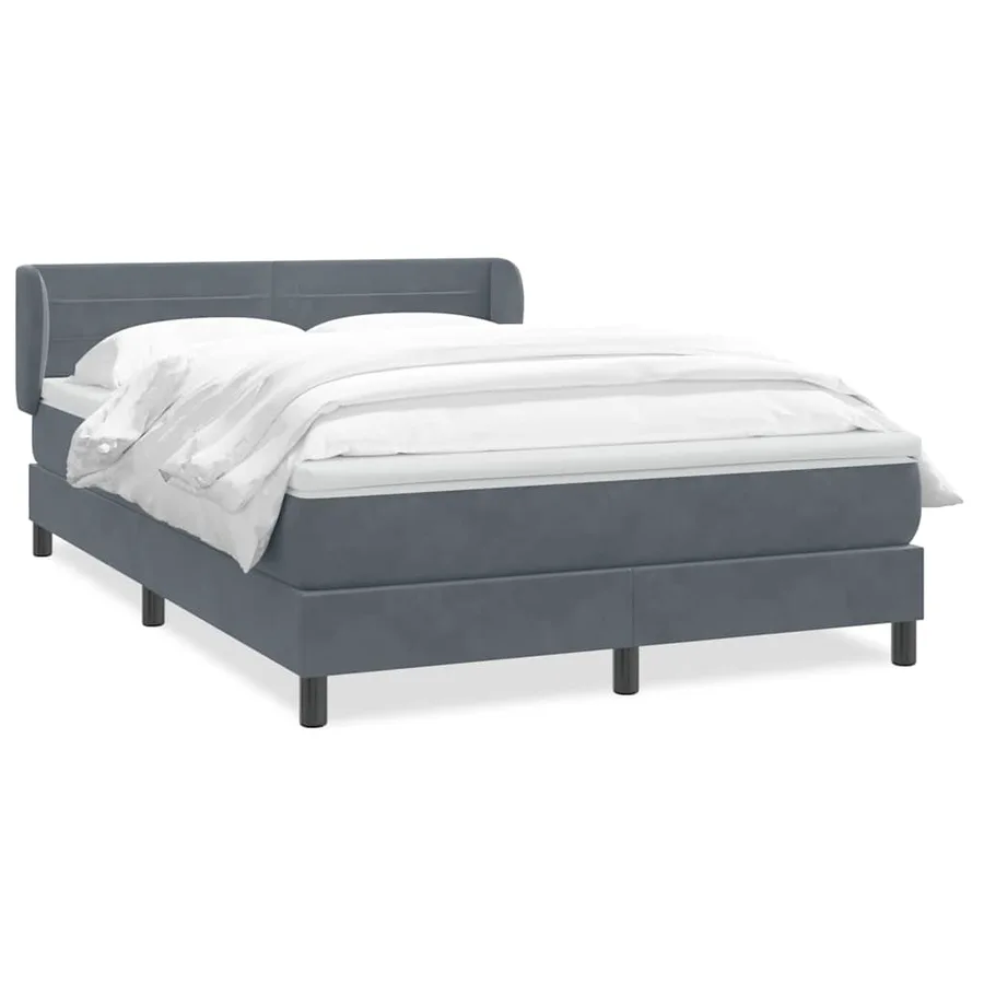 Sommier à lattes de lit et matelas gris foncé 160x210cm velours - 2