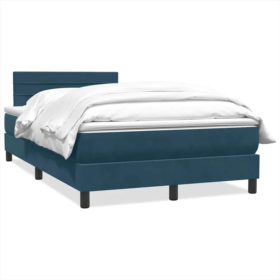 Sommier à lattes de lit et matelas bleu foncé 120x210cm velours - 2