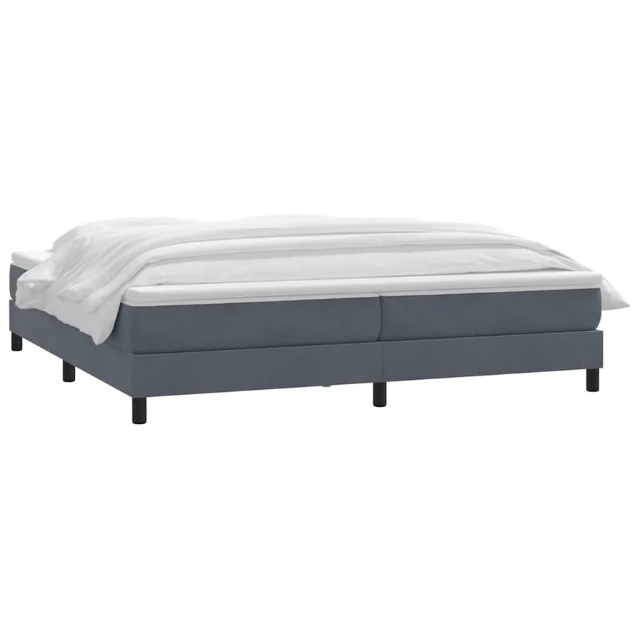 Sommier à lattes de lit et matelas gris foncé 180x210cm velours - 3