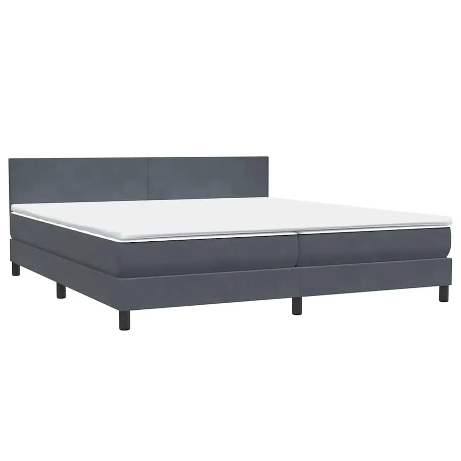 Sommier à lattes de lit et matelas gris foncé 180x210cm velours - 2