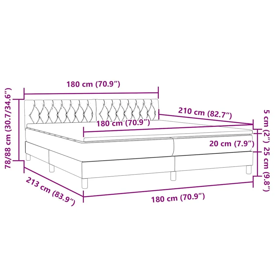 Sommier à lattes de lit avec matelas rose 180x210 cm velours - 12
