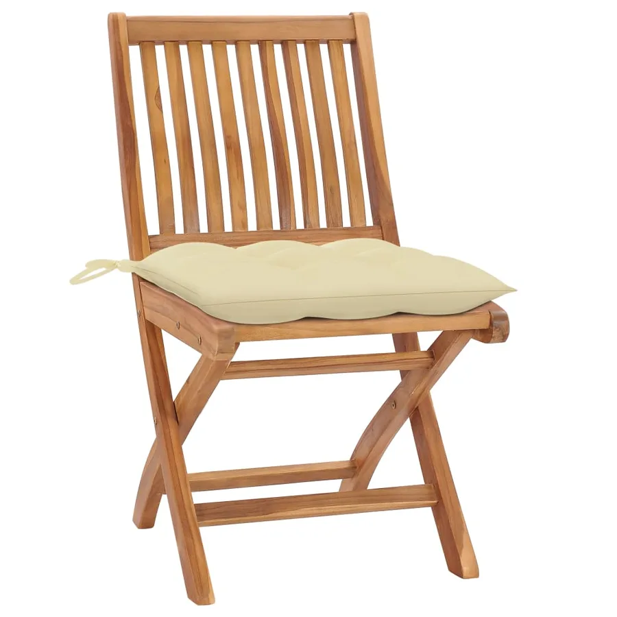 Chaises pliables de jardin avec coussins lot de 4 Teck solide - 2