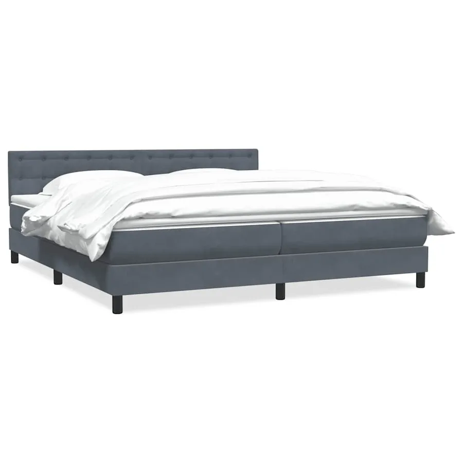 Sommier à lattes de lit et matelas gris foncé 180x210cm velours - 2