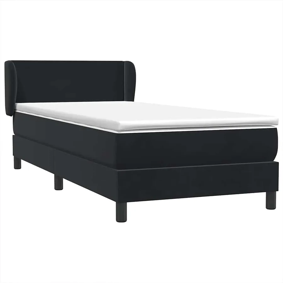Sommier à lattes de lit avec matelas noir 90x220 cm velours - 2