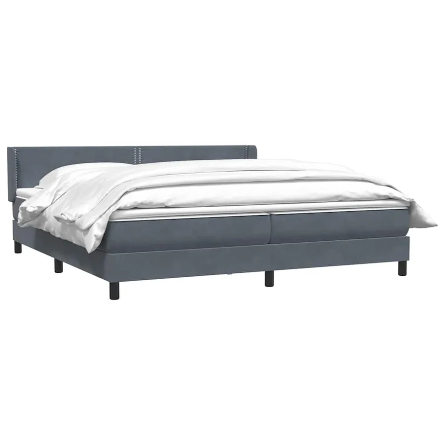Sommier à lattes de lit et matelas gris foncé 180x210cm velours - 3