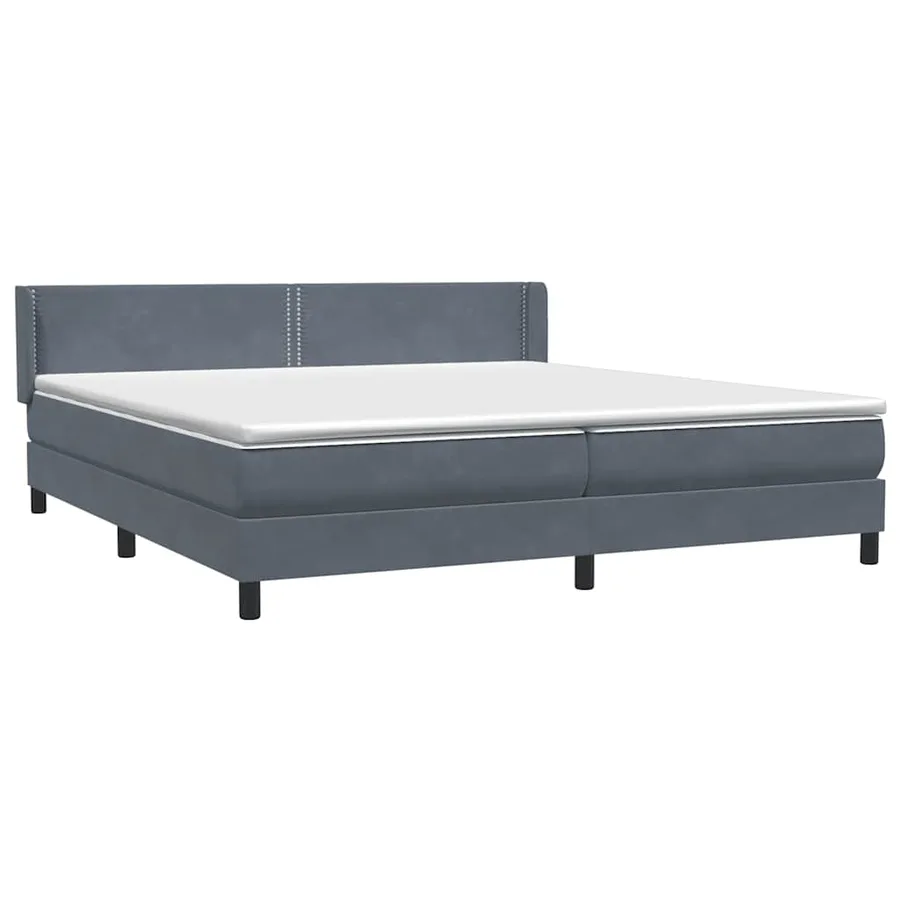 Sommier à lattes de lit et matelas gris foncé 180x210cm velours - 4