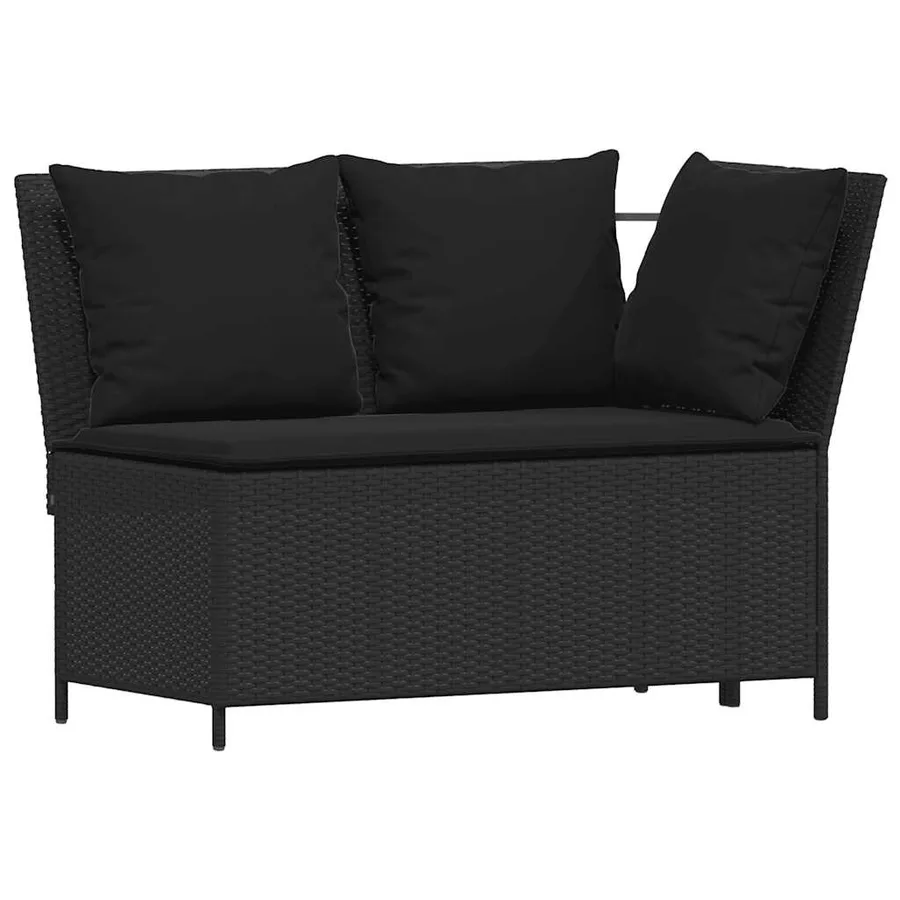 Salon de jardin 3 pcs avec coussins noir résine tressée - 5