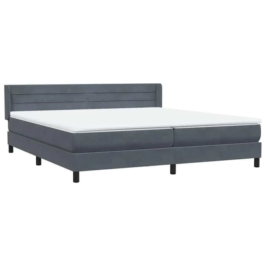 Sommier à lattes de lit et matelas gris foncé 180x210cm velours - 4