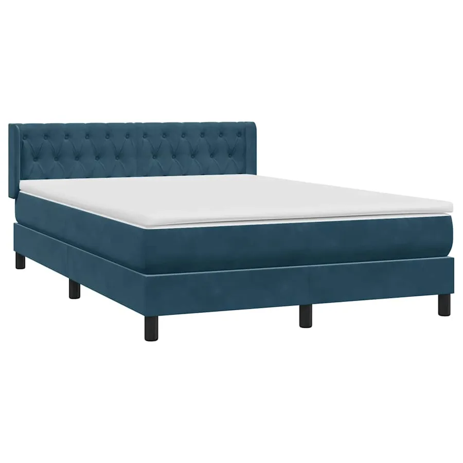 Sommier à lattes de lit et matelas bleu foncé 160x210cm velours - 4