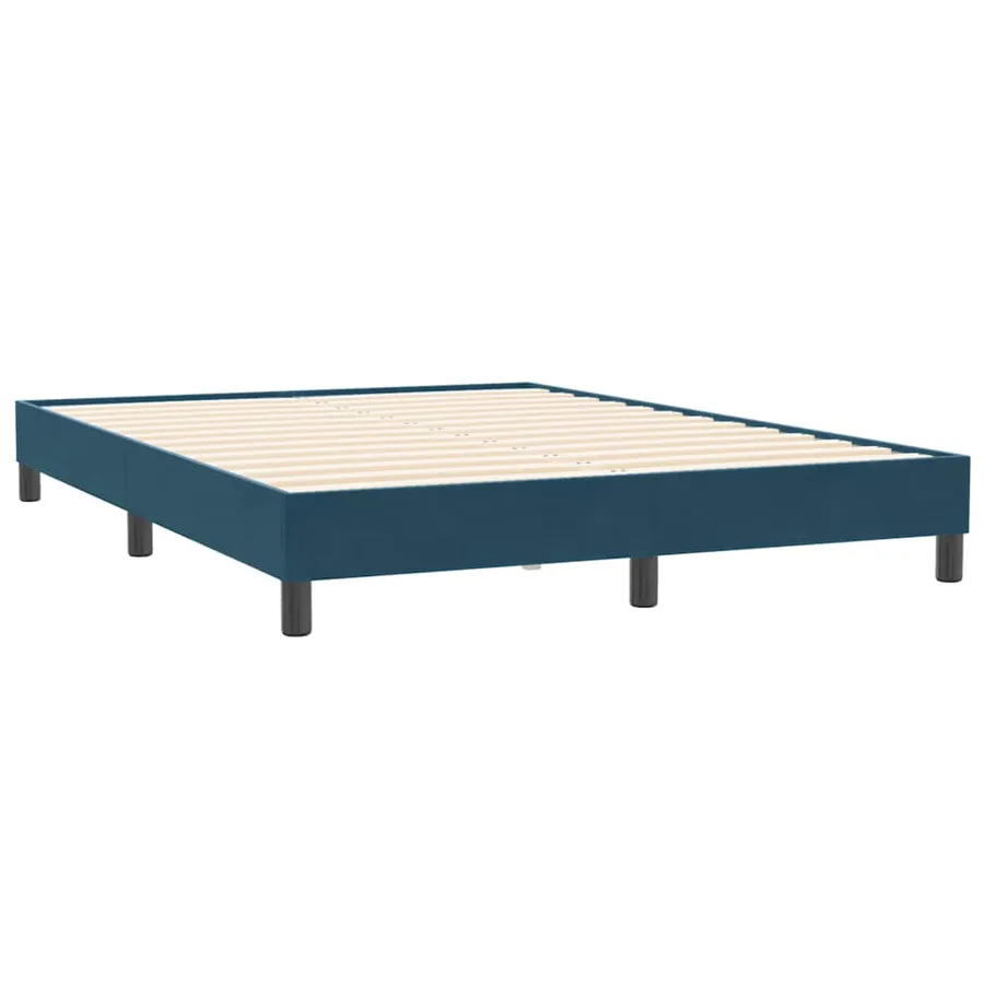 Sommier à lattes de lit et matelas bleu foncé 160x210cm velours - 5